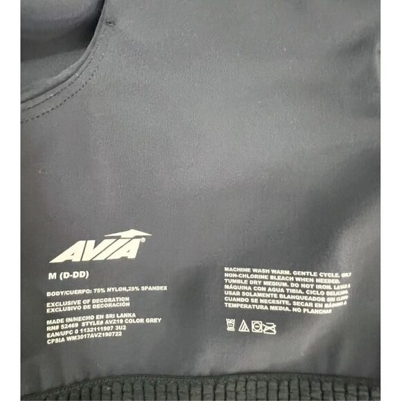 Avía grey Crop Sports Bra Size M(D-DD) Low Support Removable Pads Built In Bra - Picture 7 of 11